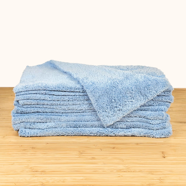 450 GSM Blue Plush Edgeless Towel 16 x 16